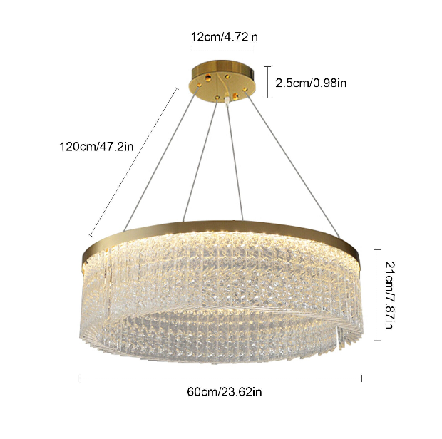 220V Deckenleuchte Glas Kronleuchter Runde Gold LED Hängende Lampe Beleuchtung [Energieklasse A+++]