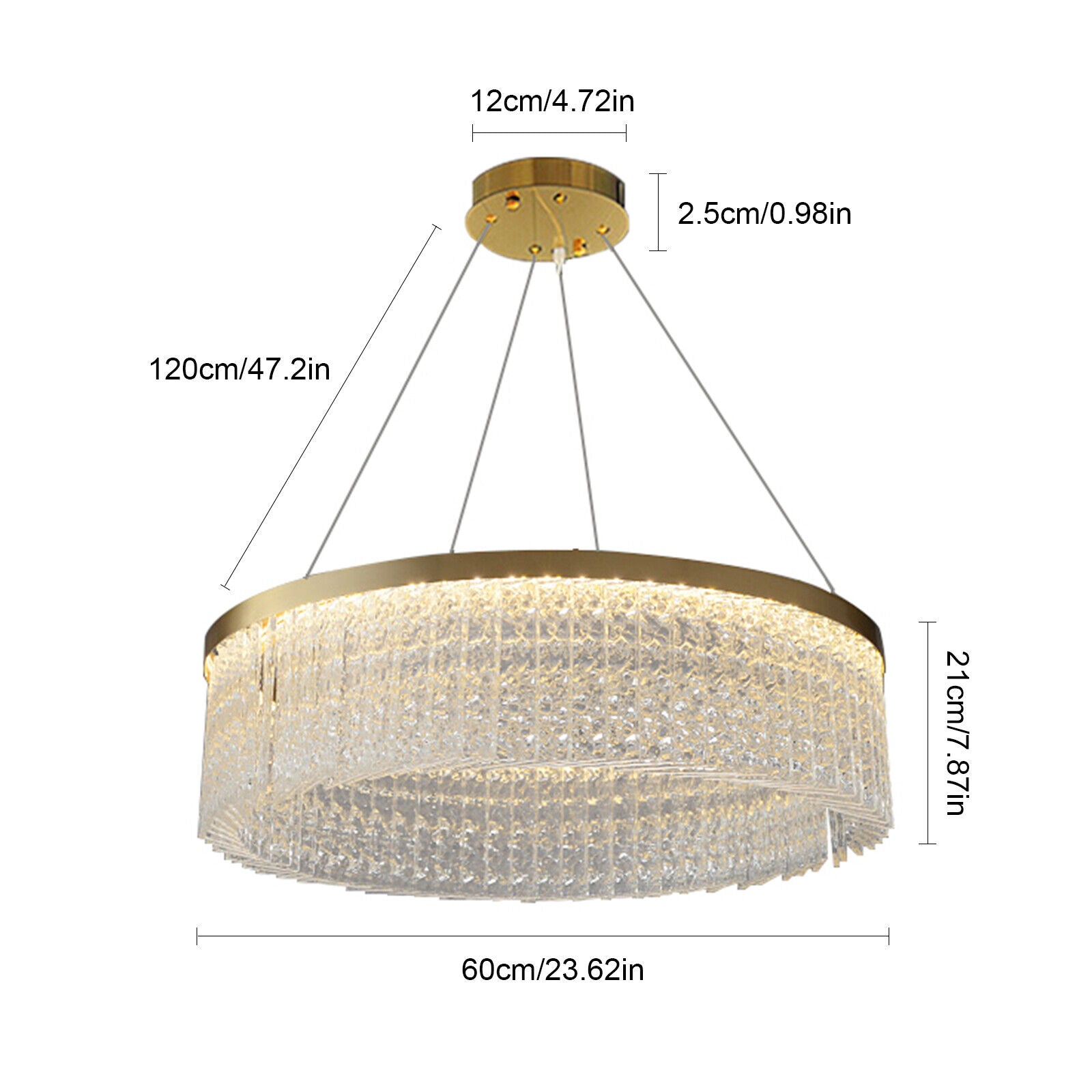 220V Deckenleuchte Glas Kronleuchter Runde Gold LED Hängende Lampe Beleuchtung [Energieklasse A+++]