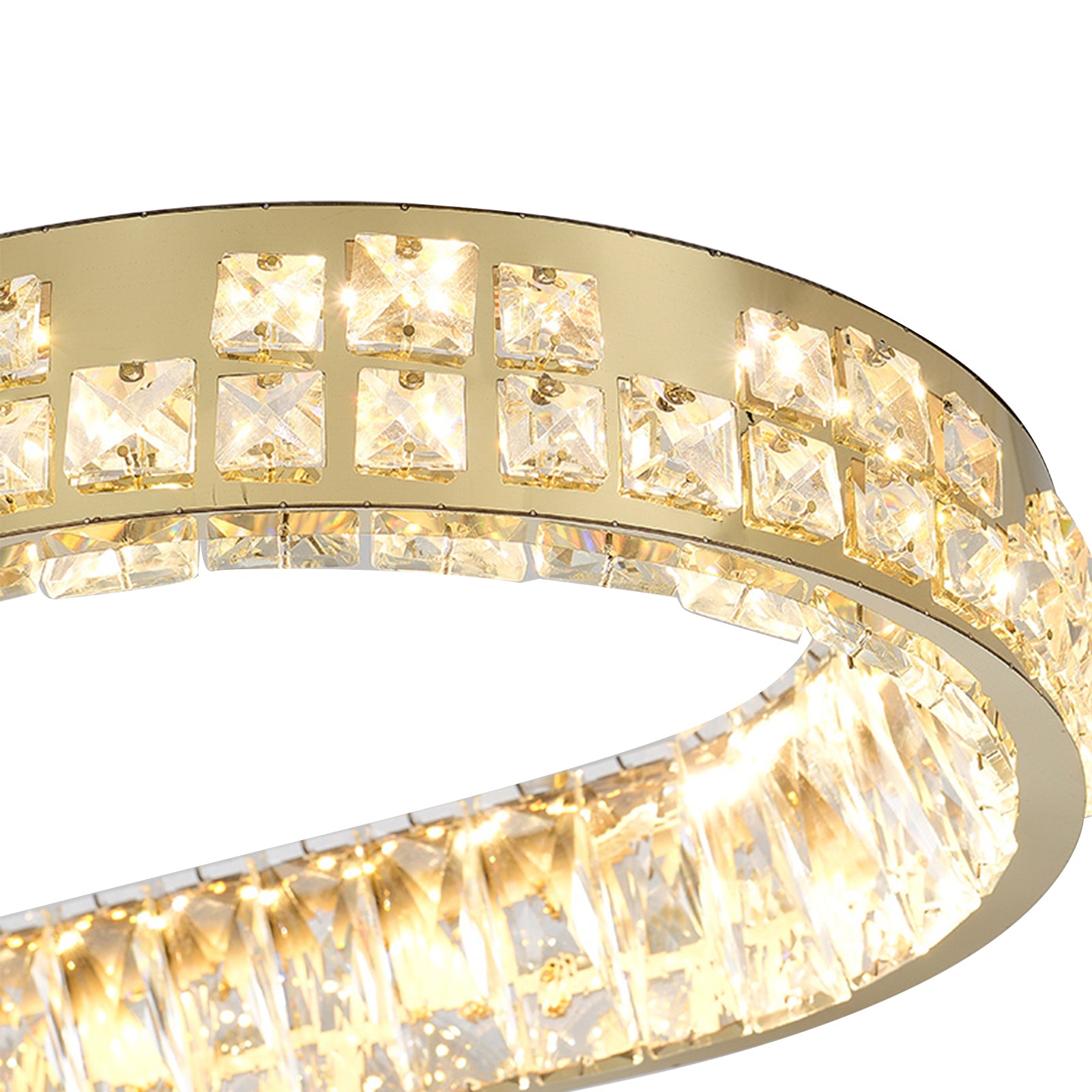 Moderne Kristallkronleuchter Kristall Kronleuchter Oval Hängeleuchte LED Luxus Gold Deckenlampe 220V [Energieklasse E]