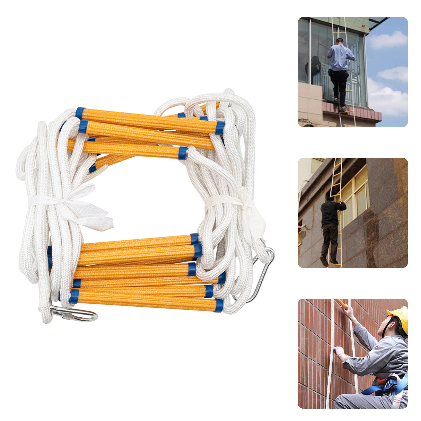 CNCEST Tragbare Notfall-Feuerleiter 7.5m/24.6ft Feuerflucht-Seilleiter, Feuerflucht-Notleiter für die Meisten Fenster und Balkone