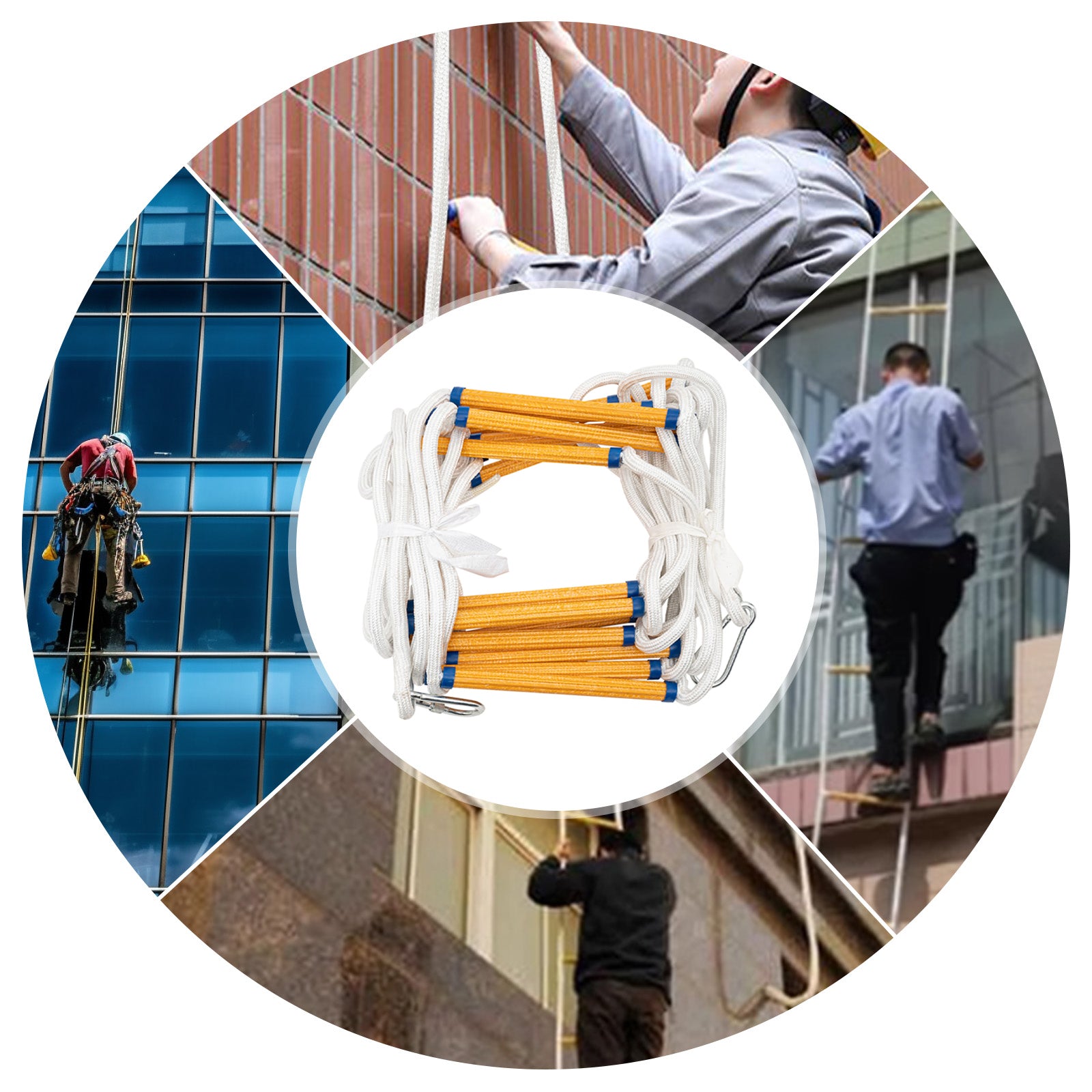 CNCEST Tragbare Notfall-Feuerleiter 7.5m/24.6ft Feuerflucht-Seilleiter, Feuerflucht-Notleiter für die Meisten Fenster und Balkone