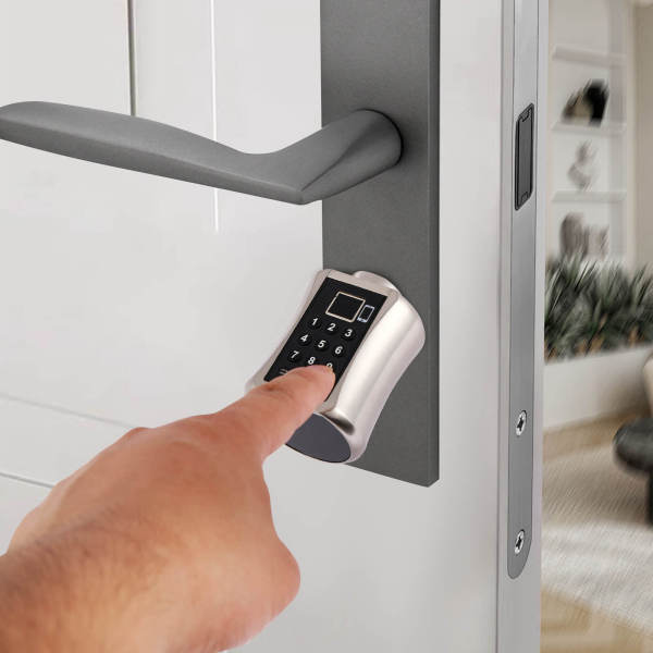Smartes Türschloss, Zylindertürschloss, mit Fingerabdruckerkennung, Passwort, Schlüsseln und APP
