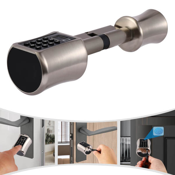Smartes Türschloss, Zylindertürschloss, mit Fingerabdruckerkennung, Passwort, Schlüsseln und APP