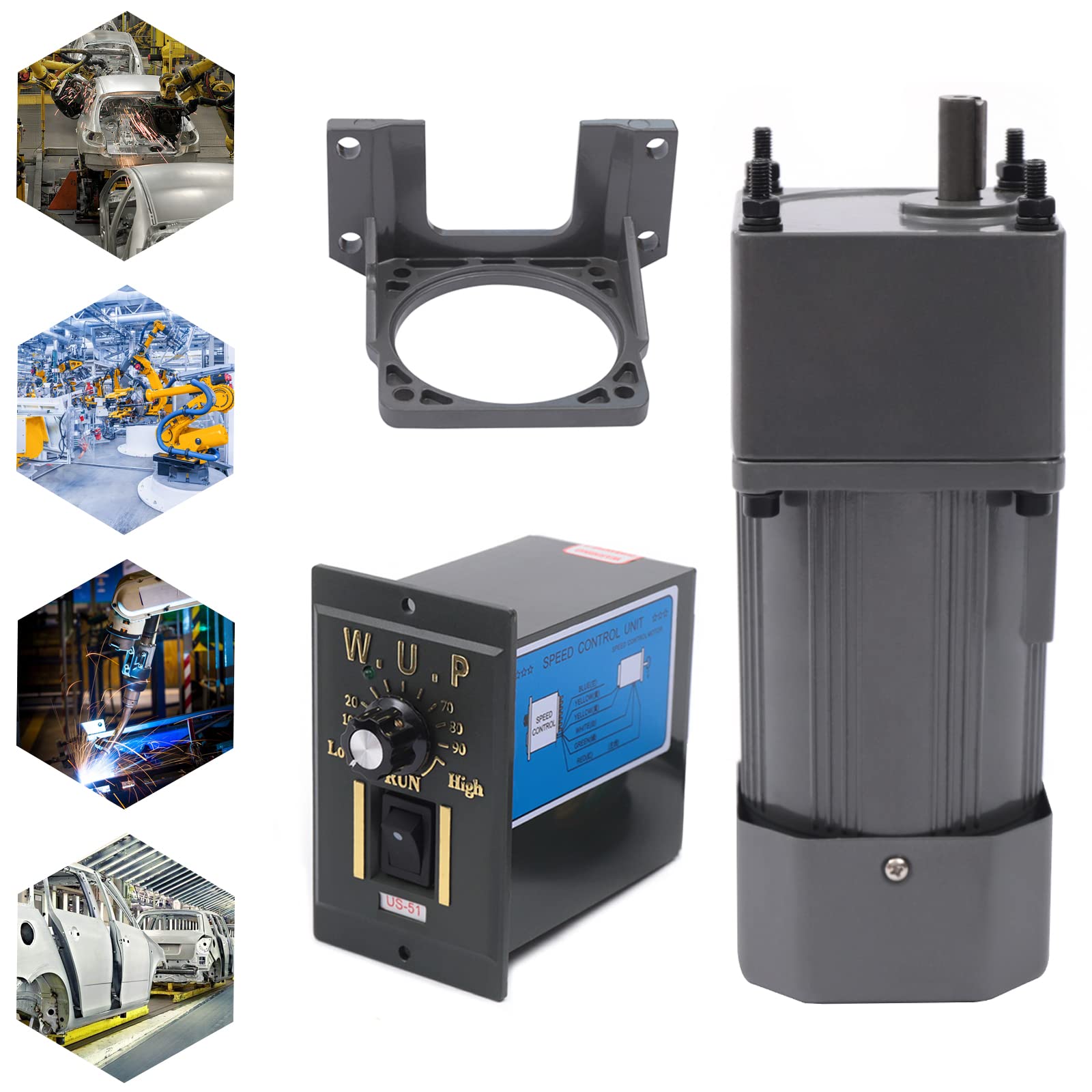 AC 220V 90W Getriebemotor, Motor mit einstellbarer Drehzahl Stufenlos regelbarer Frequenzumrichtermotor  (20K)