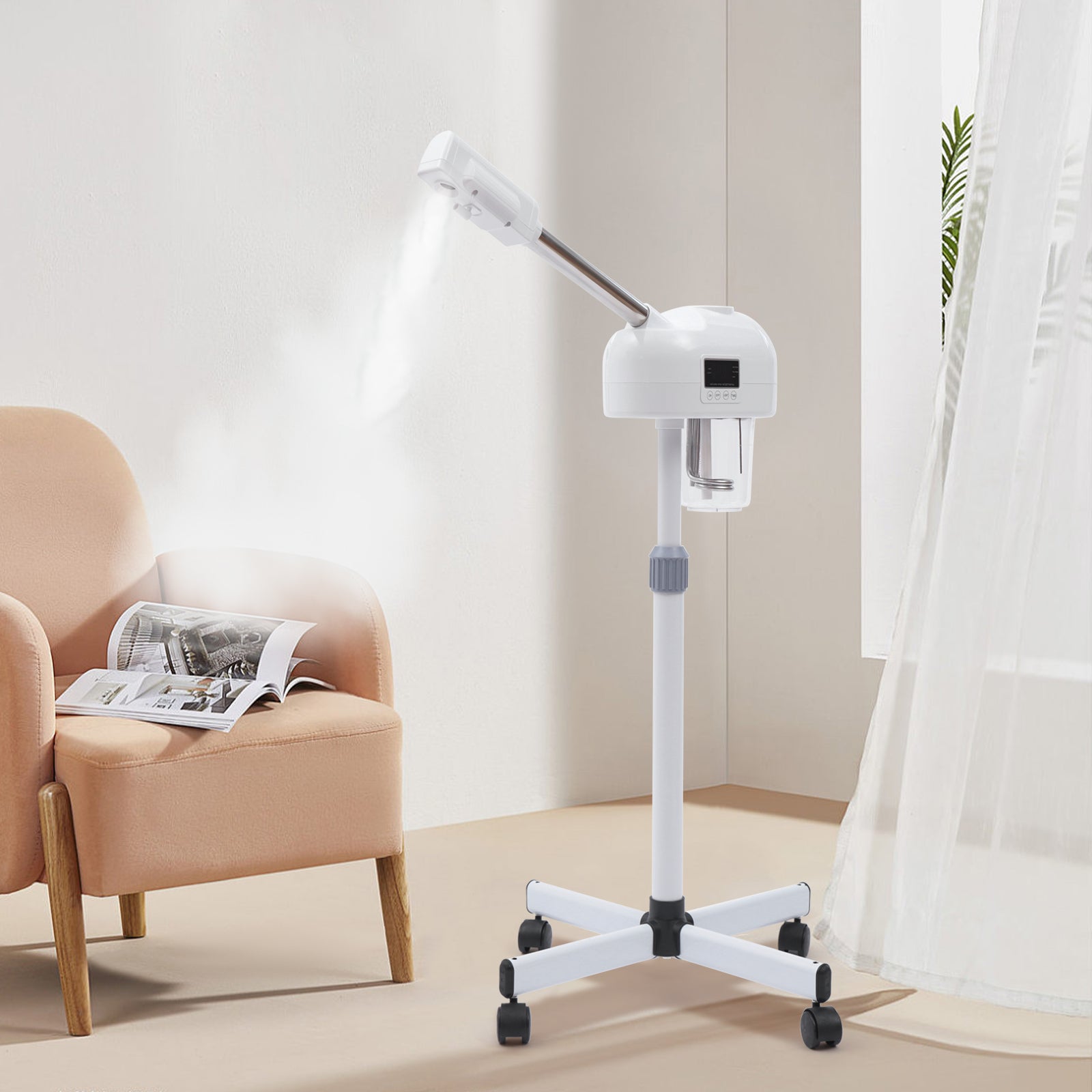 Gesichtsdampfer Heißes und kaltes 750W Weiß Dualspray 360° Drehbaren Düse