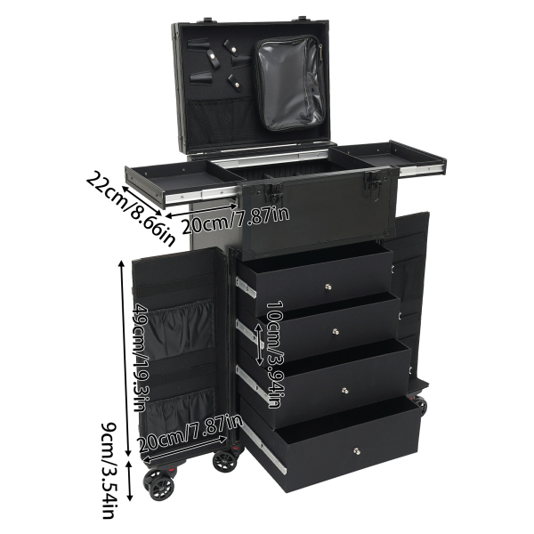 Rollbarer Make-up-Koffer, Reisekoffer für Make-up-Organizer, professioneller Make-up-Koffer für Make-up-Artisten