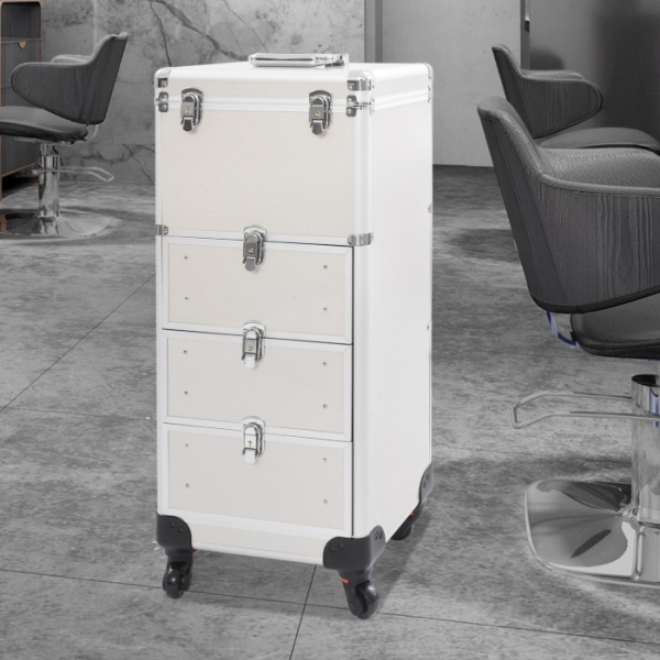Make-up-Artist-Aufbewahrungsbox im Schubladen-Stil, Roll-Make-up-Box - Silber glänzend