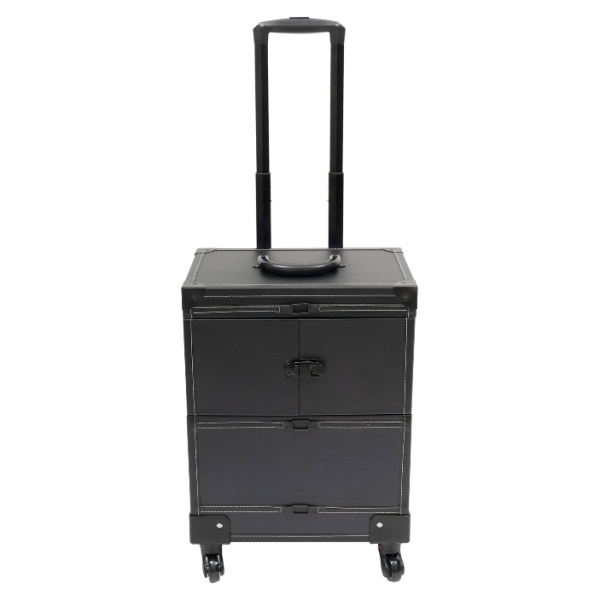 Professioneller Make-up-Trolley, Tattoo- und Nailart-Werkzeugkasten, rechtwinklig, schwarz
