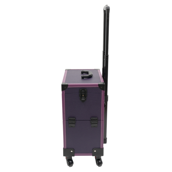 Roll-Make-up-Koffer für Künstler, Beauty-Trolley, Kosmetik-Organizer-Box, Make-up-Koffer, Make-up-Koffer mit Spiegel, Roll-Make-up, Lila