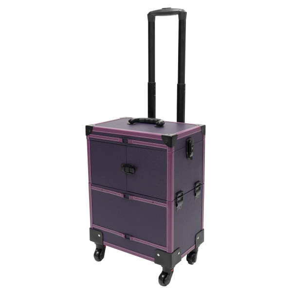 Roll-Make-up-Koffer für Künstler, Beauty-Trolley, Kosmetik-Organizer-Box, Make-up-Koffer, Make-up-Koffer mit Spiegel, Roll-Make-up, Lila