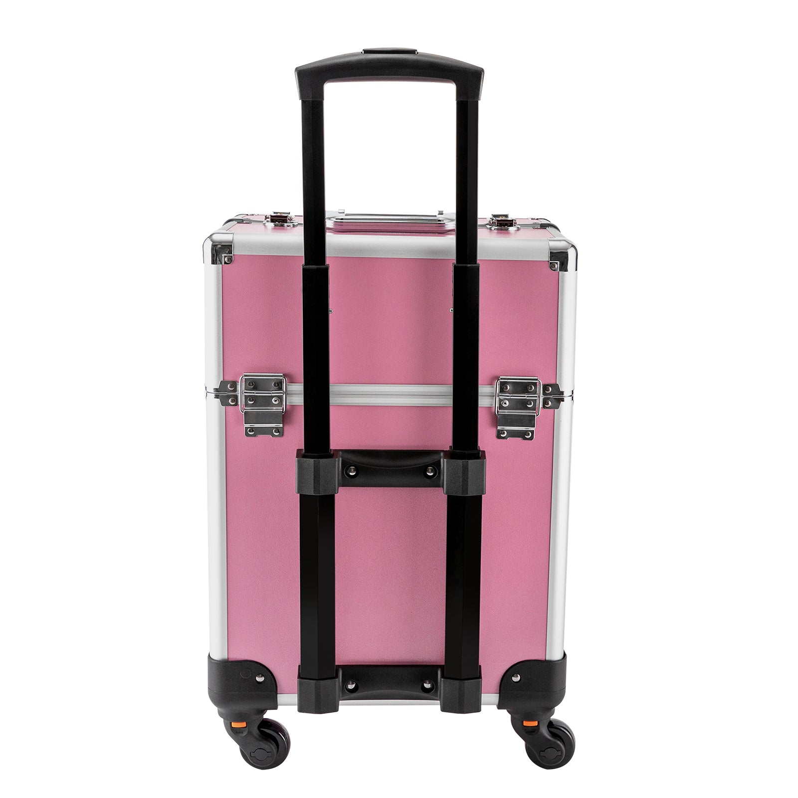 Make-up Koffer, Kosmetikkoffer Trolley, mit 4 Universalrollen, mit 4 ausziehbaren Fächern, (Rosa)
