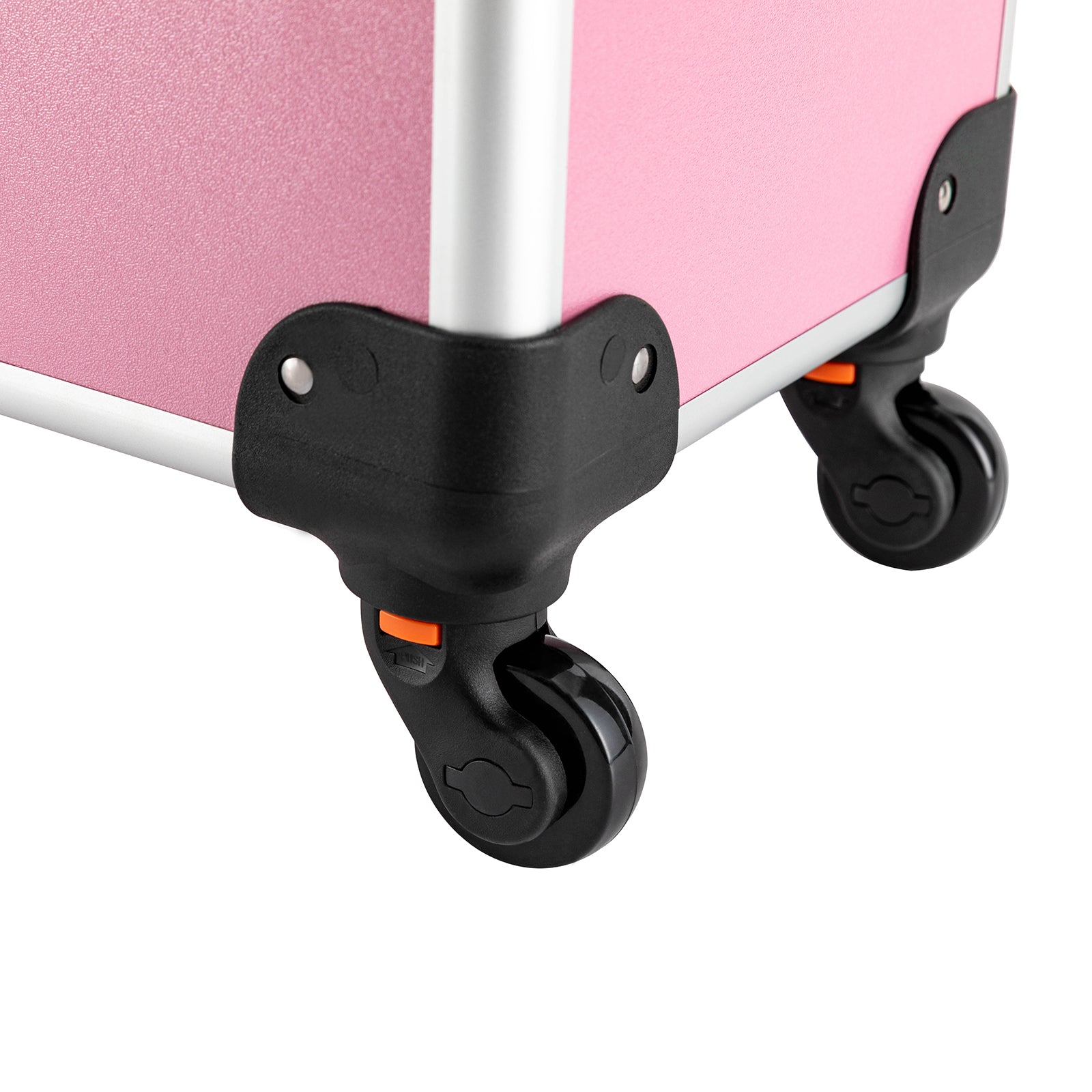Make-up Koffer, Kosmetikkoffer Trolley, mit 4 Universalrollen, mit 4 ausziehbaren Fächern, (Rosa)