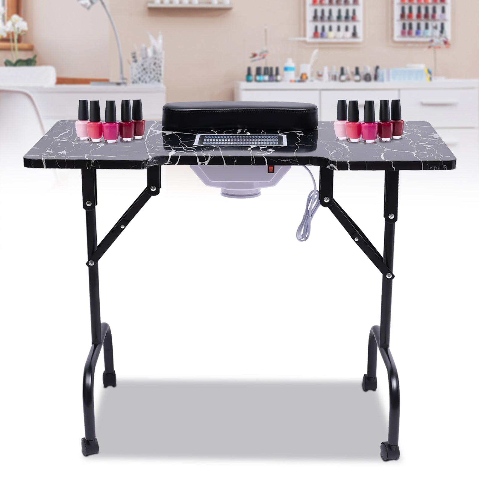 Tragbarer Nageltisch für Techniker mit Klappfunktion. Maniküre Schreibtisch für beide Salon und zu Hause mit Staubkollektor Fan