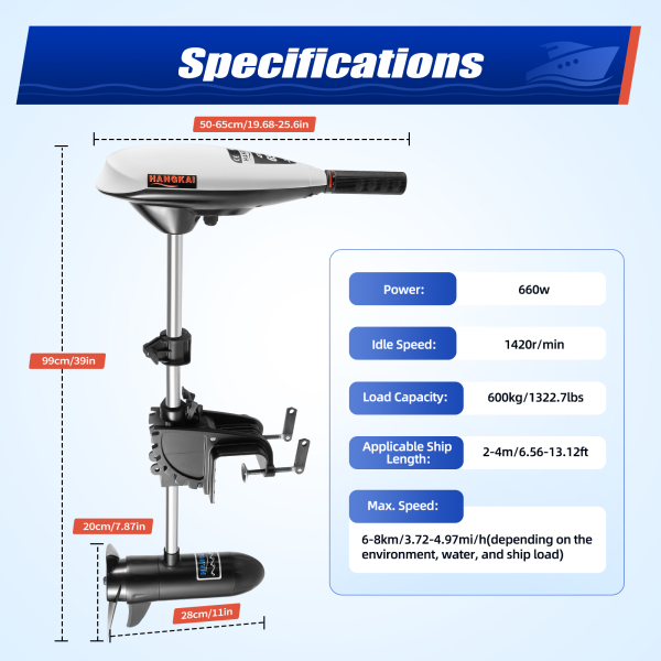 CNCEST  600W 12V 65LB Elektromotor Bootsmotor Trolling Motor Schlauchboot