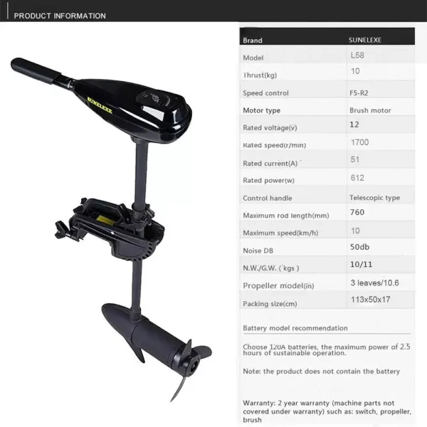 CNCEST  600W 12V 58LBS Elektromotor Bootsmotor Trolling Motor Schlauchboot