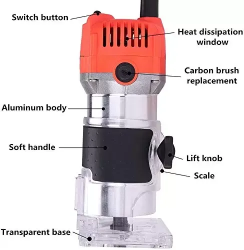 Elektrischer Trimmer Oberfräse Trim 6,35 mm (1/4), 580W 30000 U/min Holzbearbeitung Trimmer Elektrischer Trimmer Oberfräse Trim 6,35 mm (1/4), 580W 30000 U/min Holzbearbeitung Trimmer