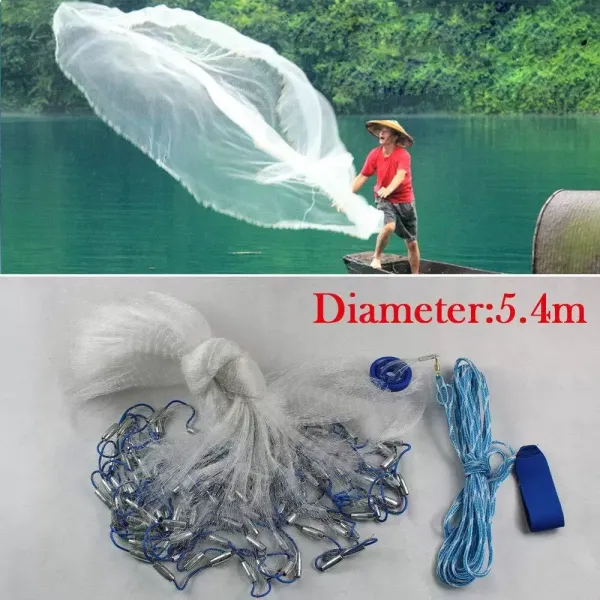 5,4M Fischernetz mit Stahl und 15M Handseil für Angelwerkzeuge