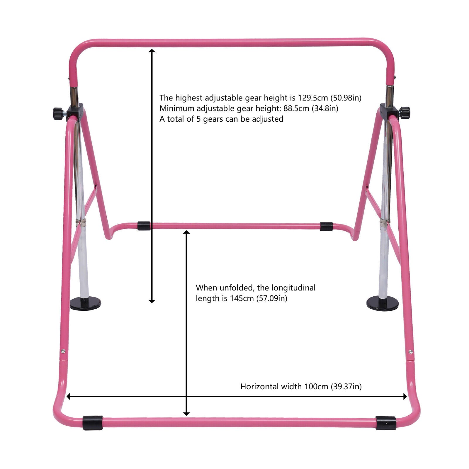 Kinder Gymnastik Reck Stufenbarren Klimmzugstange Turnen Sport Stable Stange 129cm Rosa