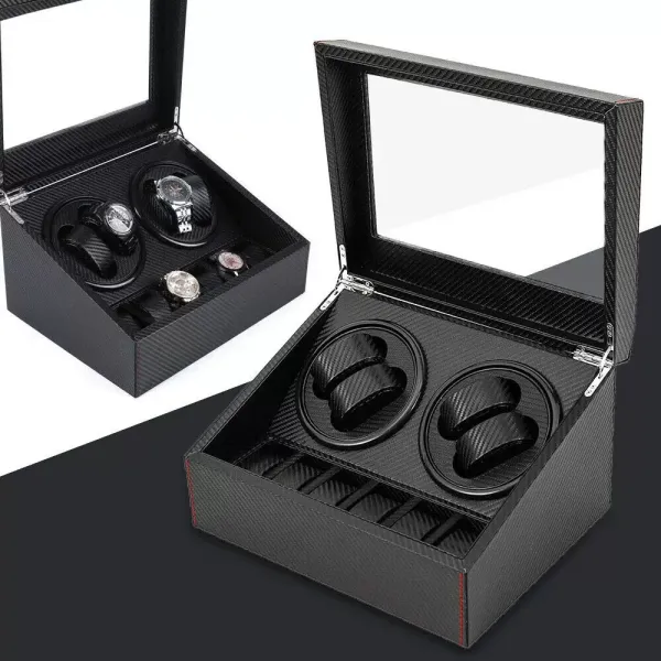 Uhrenbeweger 4+6 Automatikuhren Beweger Uhren Watch Winder Box Uhrenbox PU-Leder Schwarz Uhrenbeweger 4+6 Automatikuhren Beweger Uhren Watch Winder Box Uhrenbox PU-Leder Schwarz