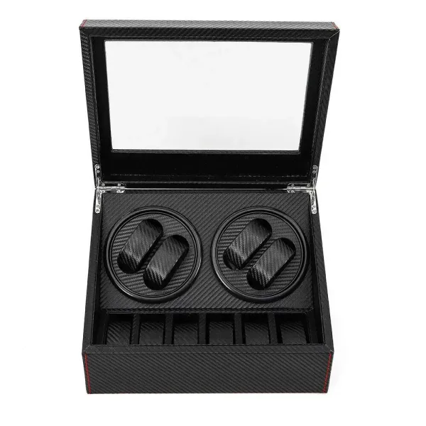 Uhrenbeweger 4+6 Automatikuhren Beweger Uhren Watch Winder Box Uhrenbox PU-Leder Schwarz Uhrenbeweger 4+6 Automatikuhren Beweger Uhren Watch Winder Box Uhrenbox PU-Leder Schwarz