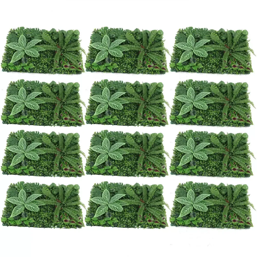 CNCEST Knstliche Blattpflanzen Wand Pflanzenwand 60 * 40 cm(12 Stck)