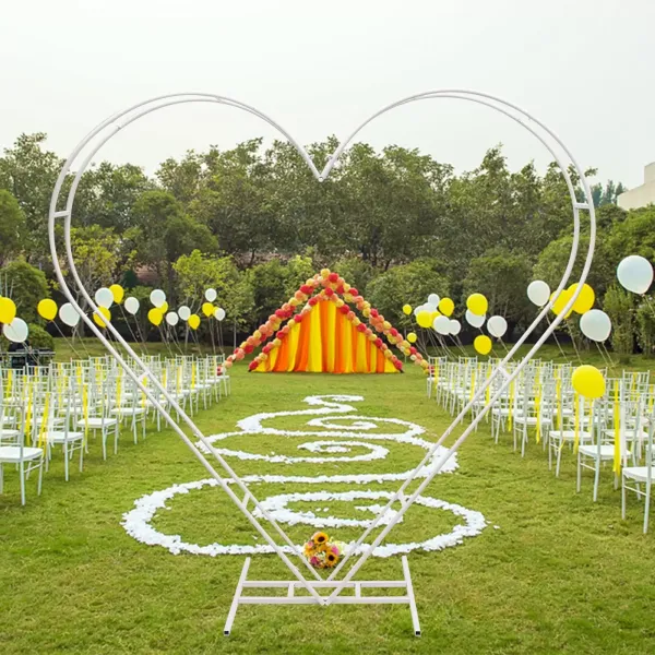 Wedding Arch Blumen Dekorativ Metall Herz Hintergrund Bogen für Hochzeit Geburtstag 205 CM Weiß Farbe