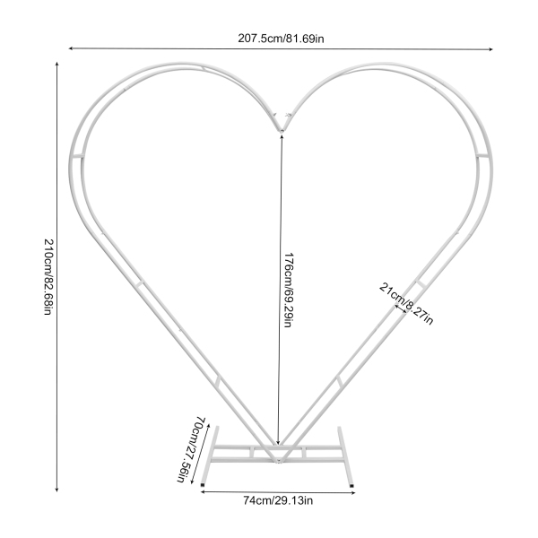 Wedding Arch Blumen Dekorativ Metall Herz Hintergrund Bogen für Hochzeit Geburtstag 205 CM Weiß Farbe
