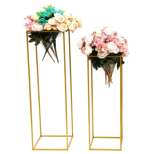 2X Hochzeitsbogen Blumenständer Kleiderständer Gold Prop Metall Kunst Geometrische Säule