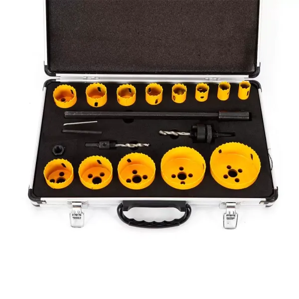 Lochsägen-Kit 17x Bimetall Dosenbohrer Bohrkronen HSS Lochsäge Drill Werkzeug