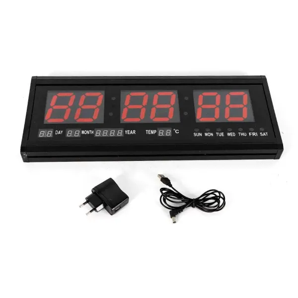3-Zoll-LED-Wanduhr Digital LED Wanduhr mit Kalender Datum Temperatur Uhr 24-Stunden-Anzeige