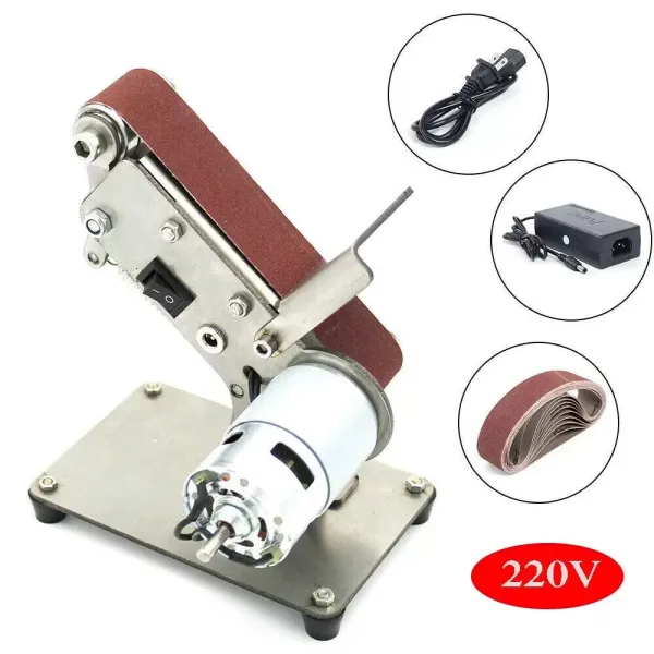 Mini elektrische Bandschleifer DIY Poliermaschine Schleifmaschine mit 795 Spindelmotor 24V 600 m/min