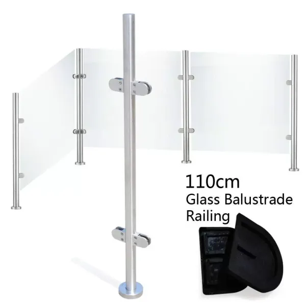 110cm Edelstahl 316 Treppengeländer Zaun Balustrade Geländerendpfosten