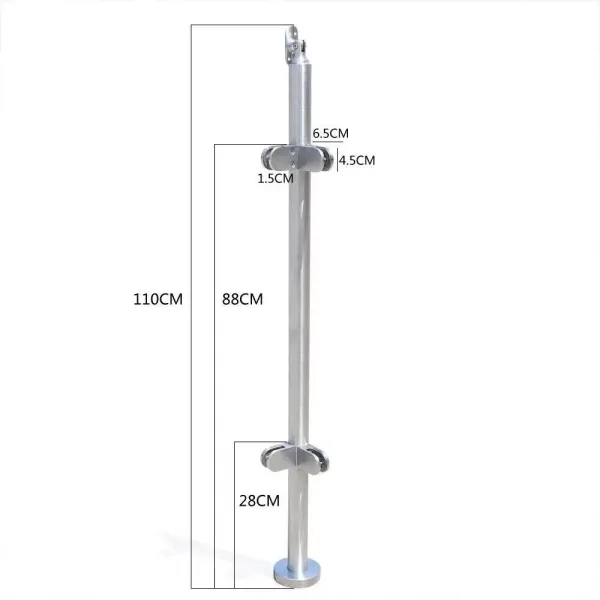 110cm Edelstahl 316 Treppengeländer Zaun Balustrade Geländerendpfosten