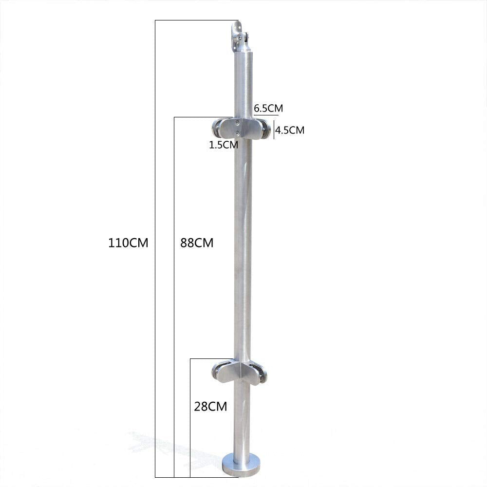 110cm Edelstahl 316 Treppengeländer Zaun Balustrade Geländerendpfosten