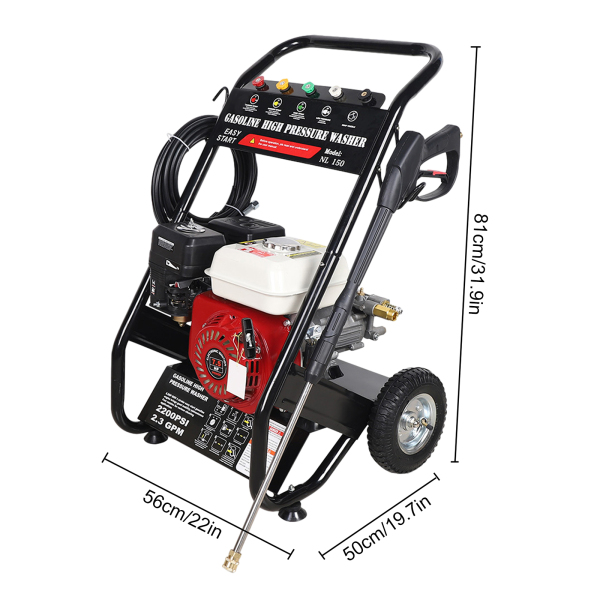 Benzin Hochdruckreiniger 6,5 PS 4900W Benzinmotor Dampfstrahler 190 bar max