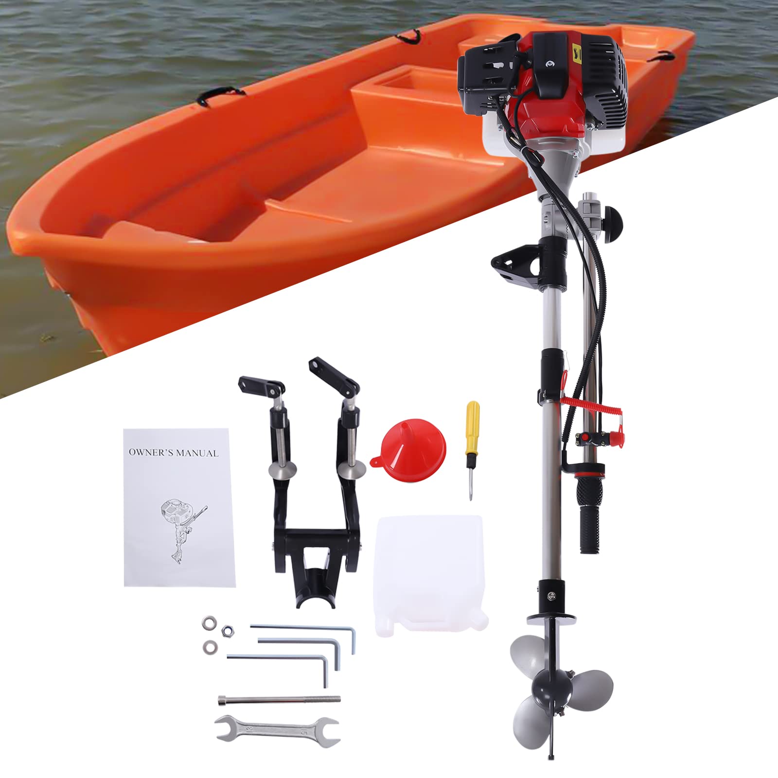 Außenbordmotor Motor Bootsmotor 2-Takt 2,3 HP, 1,7KW Marine Boot Motor 52CC