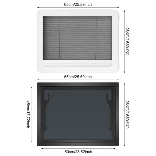 Wohnmobilfenster Caravan Seitenfenster Camper Fenster Ausstellfenster 600 x 450 mm Push Fenster mit Bildschirmfenster für 30-80mm Wanddicke