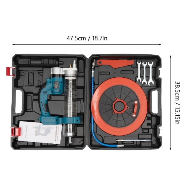 21V Akku-Ölpresse, ohne Akku und Ladegerät, mit Mundstück, Schlauch