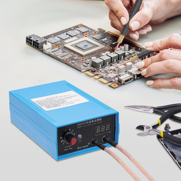 CNCEST 5000W Automatik- und Fußpedal-Punktschweißgerät mit 9 einstellbaren Geschwindigkeiten, Mini-Akkupunktschweißgerät mit Nickelblech