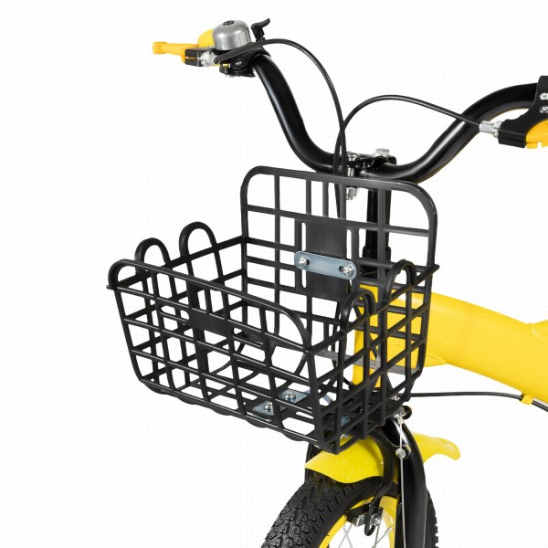 12 Zoll Gelb Kinderfahrrad mit Stützräder Korb Kinderrad Fahrrad