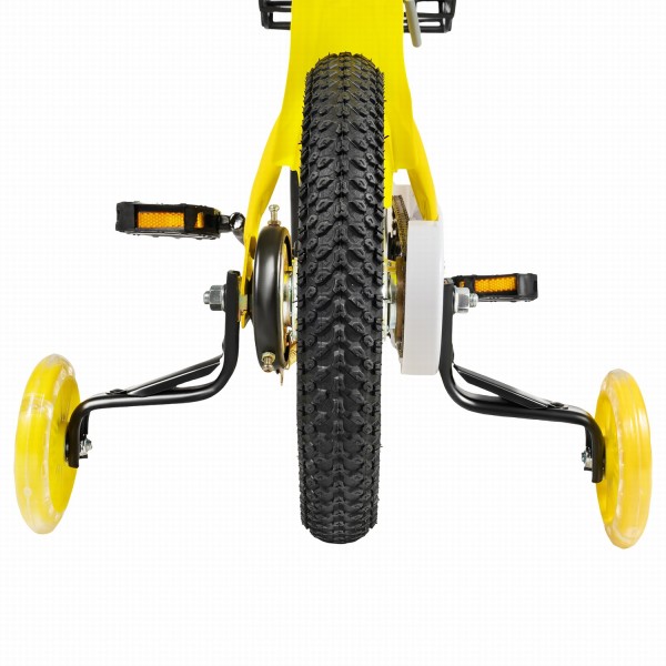 12 Zoll Gelb Kinderfahrrad mit Stützräder Korb Kinderrad Fahrrad