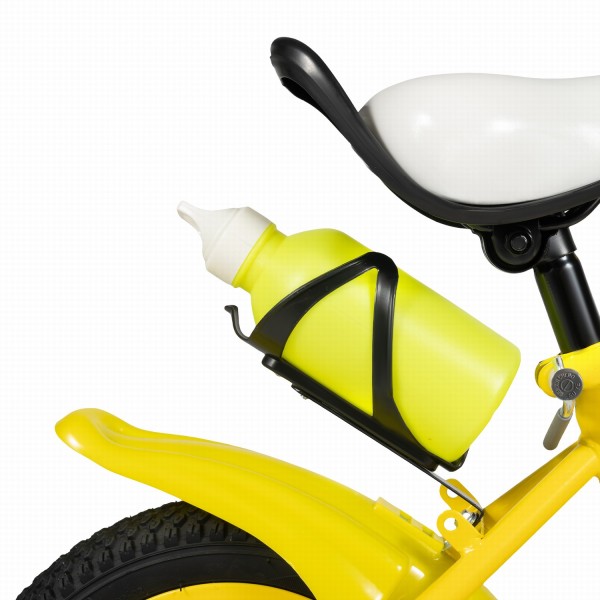 12 Zoll Gelb Kinderfahrrad mit Stützräder Korb Kinderrad Fahrrad