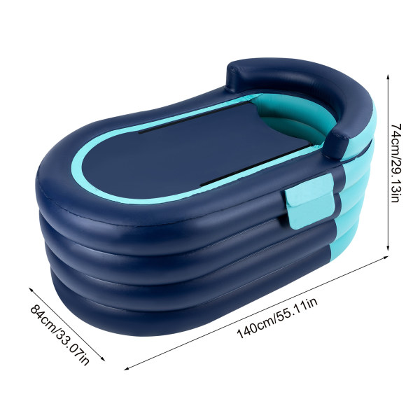 Aufblasbare Badewanne für Erwachsene mit kabelloser elektrischer Luftpumpe, geeignet für Warmwasserbäder und Eisbäder, blau