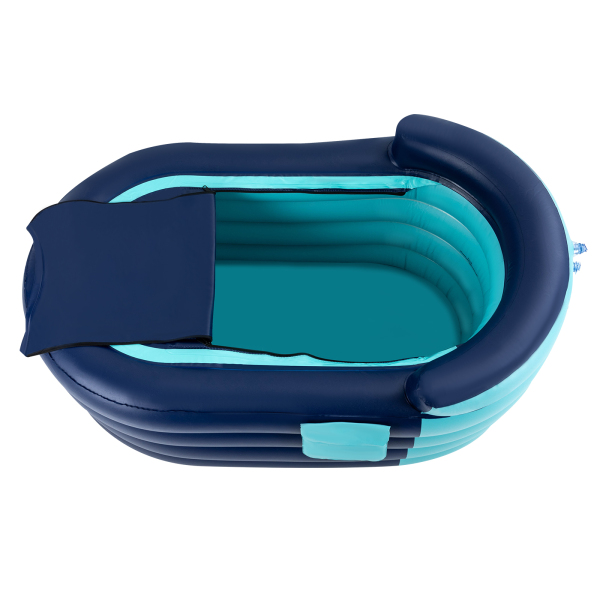 Aufblasbare Badewanne für Erwachsene mit kabelloser elektrischer Luftpumpe, geeignet für Warmwasserbäder und Eisbäder, blau
