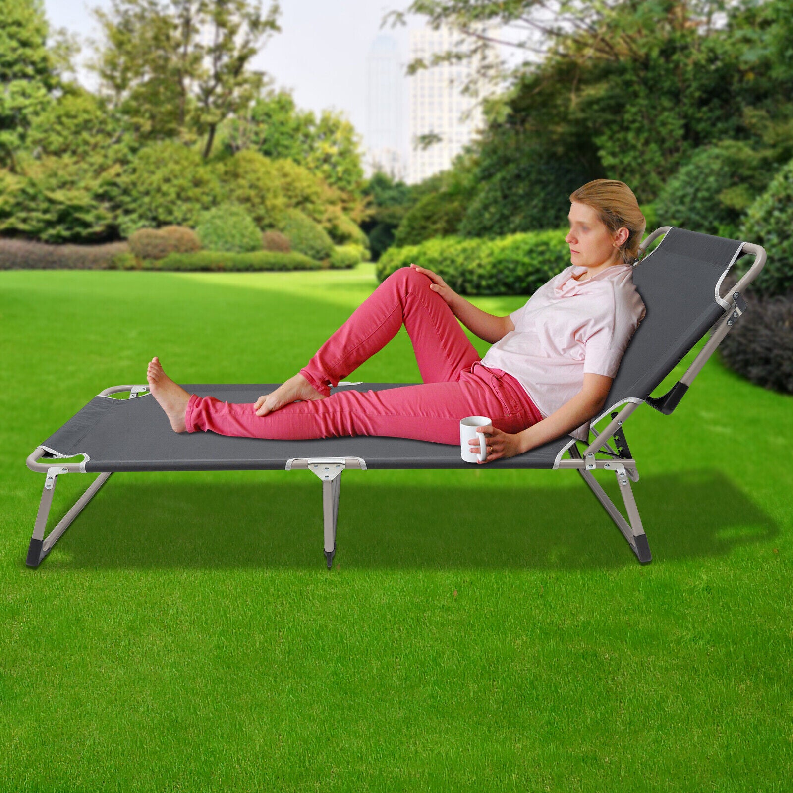 Campingbett Feldbett Klappbar Campingliege Oxfordgewebe Outdoor-Stuhl für Campingplatz Terrasse Strand Garten Büro