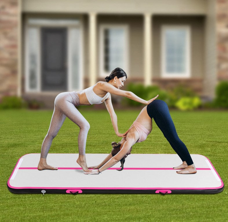 CNCEST Gymnastikmatte, aufblasbare Fitness-Matte mit beinhaltet Tragetasche und elektrische Luftpumpe