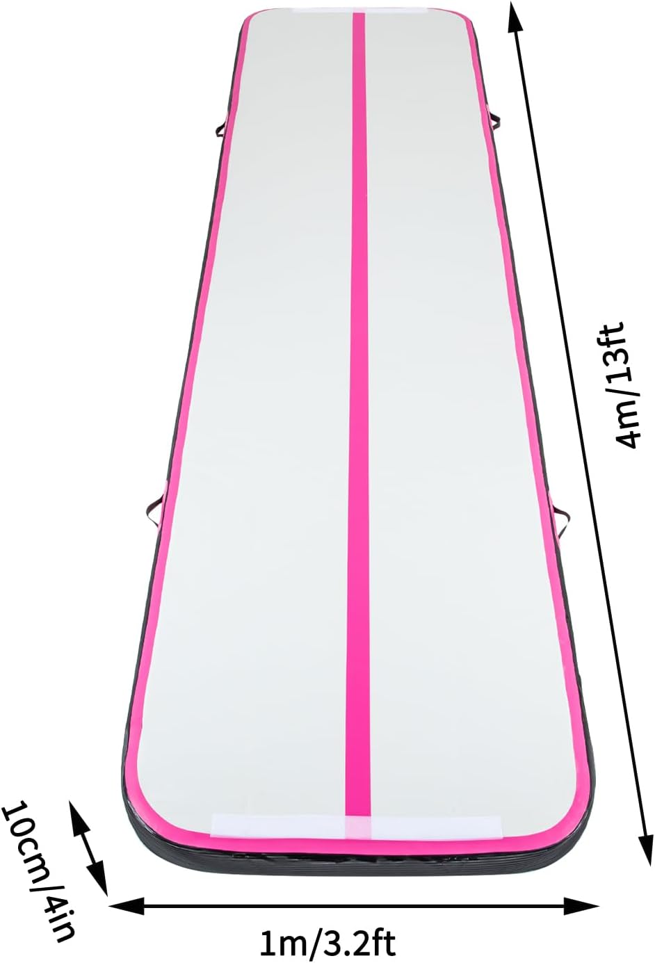 CNCEST 1*4m Gymnastikmatte Tumbling Matte schwarz und rosa mit Luftpumpe für Zuhause, im Freien, Yoga