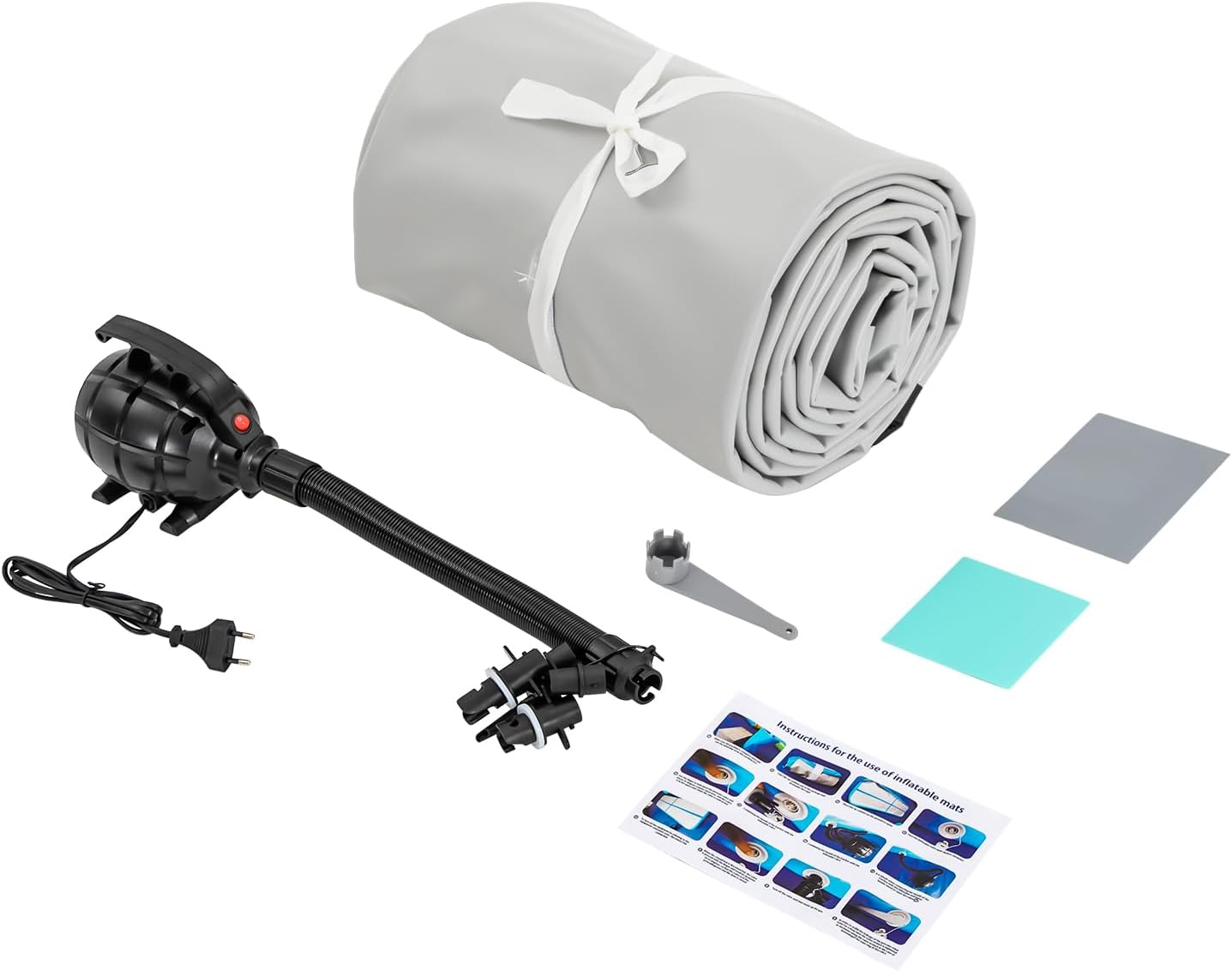 CNCEST 1*5m Gymnastikmatte Tumbling Matte 10CM Aufblasbare  mit Luftpumpe für Zuhause, im Freien, Yoga