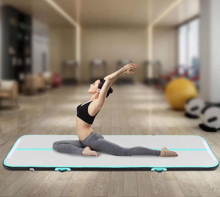 CNCEST 1*5m Gymnastikmatte Tumbling Matte 10CM Aufblasbare  mit Luftpumpe für Zuhause, im Freien, Yoga