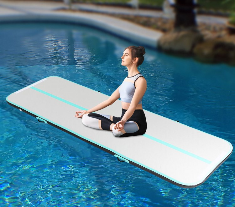CNCEST 1*5m Gymnastikmatte Tumbling Matte 10CM Aufblasbare  mit Luftpumpe für Zuhause, im Freien, Yoga
